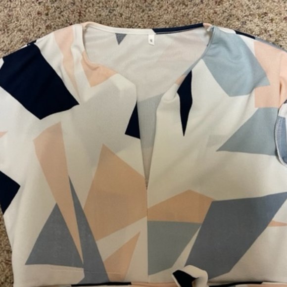 PatPat White with Geometric Design Midi Dress - S - Picture 3 of 8